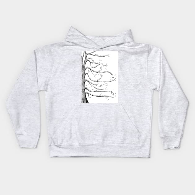 Illustrated Poem - Trees by Joyce Kilmer in Black and White Kids Hoodie by Maddybennettart